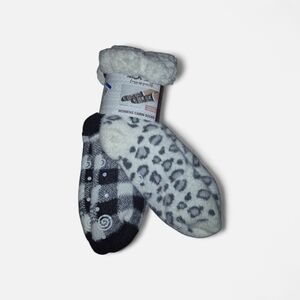 NEW!Muk Luks Women's Fuzzy Cabin Socks in Gray White Black 8-10 XL